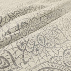 Voyage Designer Medallion Pattern In Cream With Silver Background Pattern Soft Chenille Upholstery Fabric JO-418 - Handmade Cushions