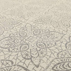Voyage Designer Medallion Pattern In Cream With Silver Background Pattern Soft Chenille Upholstery Fabric JO-418 - Handmade Cushions