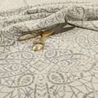 Voyage Designer Medallion Pattern In Cream With Silver Background Pattern Soft Chenille Upholstery Fabric JO-418 - Handmade Cushions