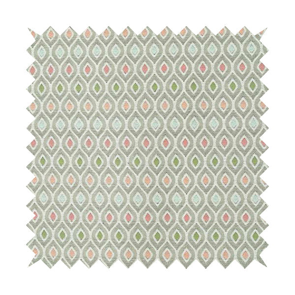 Uzbek Decorative Multi Coloured Trellis Design White Pink Green Peach Colour Soft Chenille Interior Fabric JO-431 - Handmade Cushions