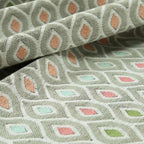 Uzbek Decorative Multi Coloured Trellis Design White Pink Green Peach Colour Soft Chenille Interior Fabric JO-431 - Handmade Cushions