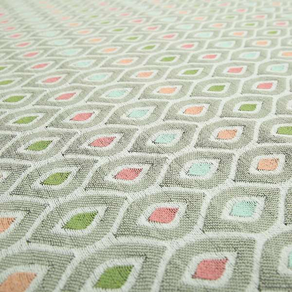 Uzbek Decorative Multi Coloured Trellis Design White Pink Green Peach Colour Soft Chenille Interior Fabric JO-431 - Handmade Cushions