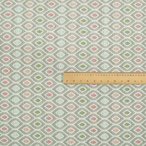 Uzbek Decorative Multi Coloured Trellis Design White Pink Green Peach Colour Soft Chenille Interior Fabric JO-431 - Handmade Cushions