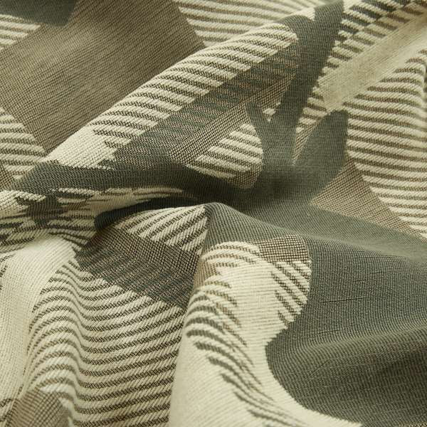 Brown Beige Stag Head Animal On Background Checked Pattern Soft Woven Quality Upholstery Fabric JO-434 - Handmade Cushions