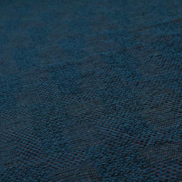 Voyage Of Gingham Geometric Patch Pattern In Blue Colour Woven Soft Chenille Upholstery Fabric JO-450 - Handmade Cushions