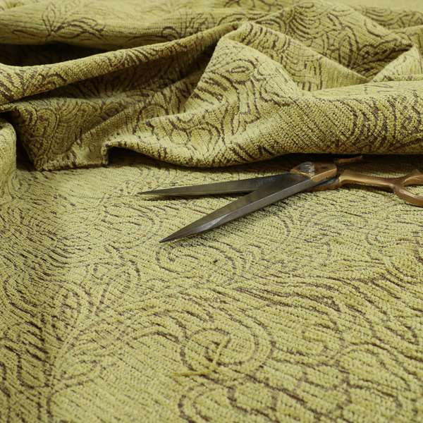Voyage Of Floral Pattern In Green Colour Woven Soft Chenille Upholstery Fabric JO-451 - Handmade Cushions