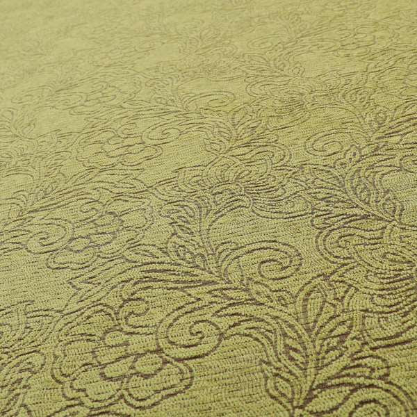 Voyage Of Floral Pattern In Green Colour Woven Soft Chenille Upholstery Fabric JO-451 - Handmade Cushions