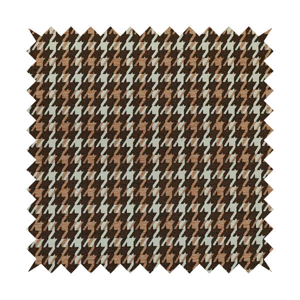 Boxer Houndstooth Pattern In Brown Orange Colour Woven Soft Chenille Upholstery Fabric JO-455 - Handmade Cushions