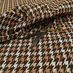 Boxer Houndstooth Pattern In Brown Orange Colour Woven Soft Chenille Upholstery Fabric JO-455 - Handmade Cushions