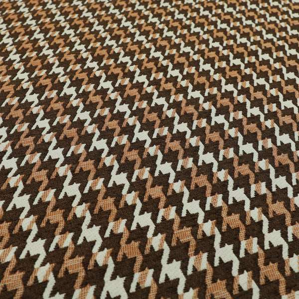 Boxer Houndstooth Pattern In Brown Orange Colour Woven Soft Chenille Upholstery Fabric JO-455 - Handmade Cushions