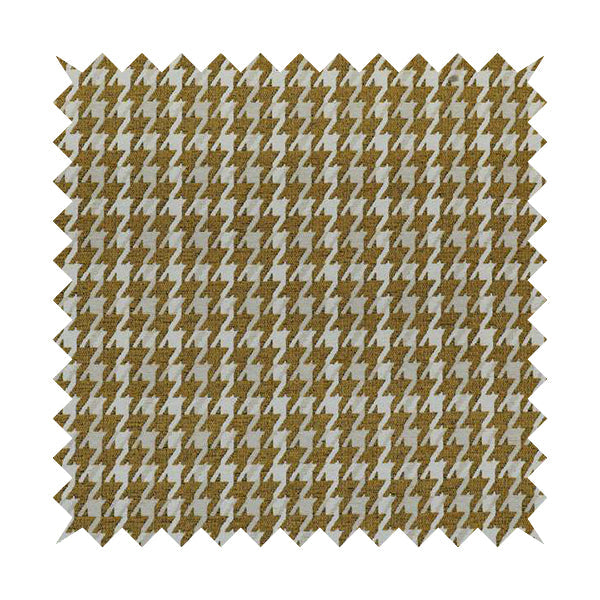 Boxer Houndstooth Pattern In Yellow Colour Woven Soft Chenille Upholstery Fabric JO-458 - Handmade Cushions