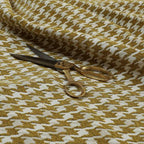 Boxer Houndstooth Pattern In Yellow Colour Woven Soft Chenille Upholstery Fabric JO-458 - Handmade Cushions
