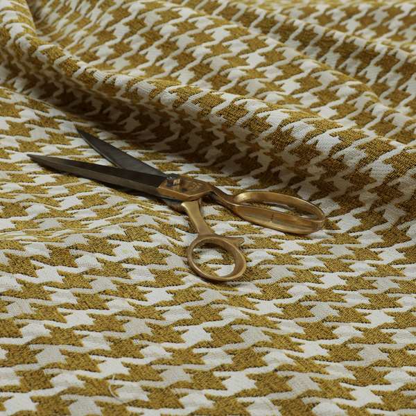 Boxer Houndstooth Pattern In Yellow Colour Woven Soft Chenille Upholstery Fabric JO-458 - Handmade Cushions