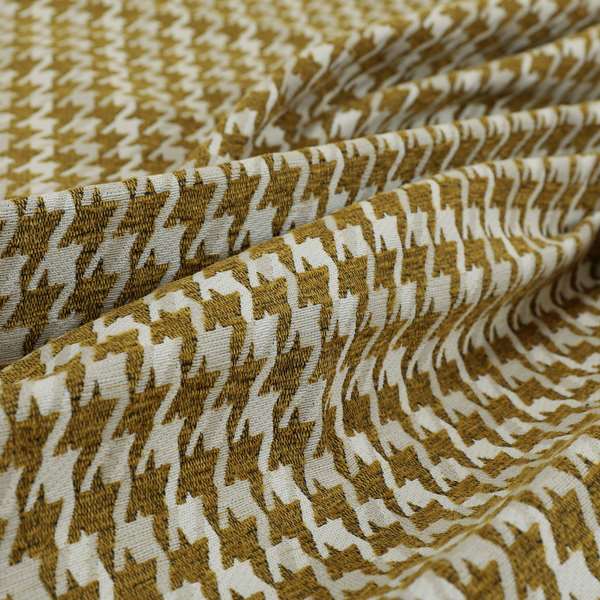 Boxer Houndstooth Pattern In Yellow Colour Woven Soft Chenille Upholstery Fabric JO-458 - Handmade Cushions