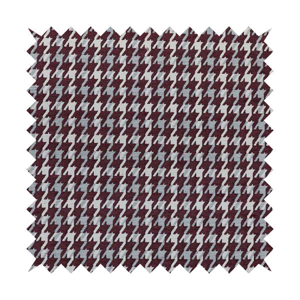 Boxer Houndstooth Pattern In Purple Colour Woven Soft Chenille Upholstery Fabric JO-459 - Handmade Cushions