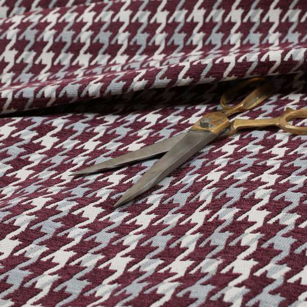 Boxer Houndstooth Pattern In Purple Colour Woven Soft Chenille Upholstery Fabric JO-459 - Handmade Cushions