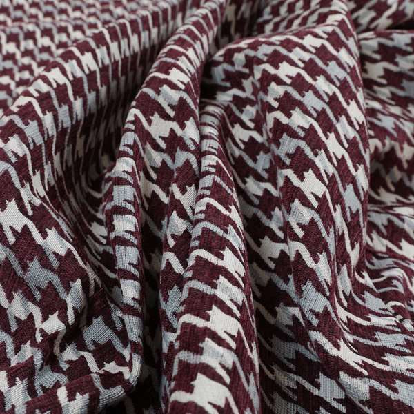 Boxer Houndstooth Pattern In Purple Colour Woven Soft Chenille Upholstery Fabric JO-459 - Handmade Cushions