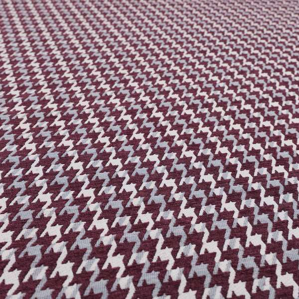 Boxer Houndstooth Pattern In Purple Colour Woven Soft Chenille Upholstery Fabric JO-459 - Handmade Cushions