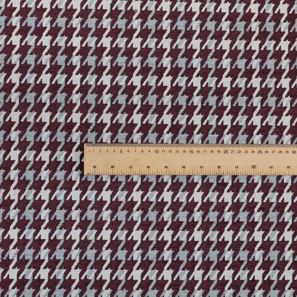 Boxer Houndstooth Pattern In Purple Colour Woven Soft Chenille Upholstery Fabric JO-459 - Handmade Cushions