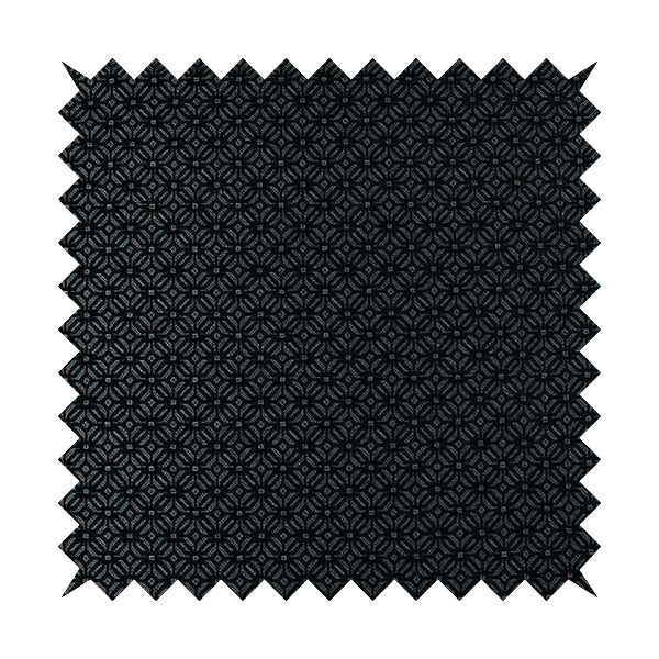 Vegas Black Silver Shine Effect Geometric Small Pattern Medallion Soft Chenille Upholstery Fabric JO-468 - Handmade Cushions