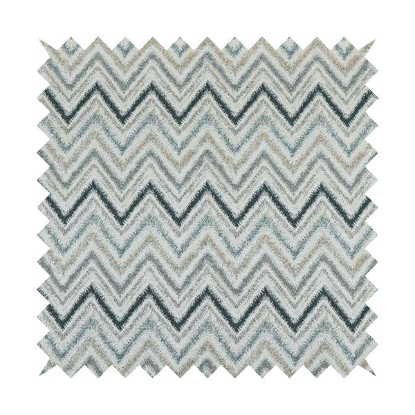Elwin Decorative Weave Teal Blue Colour Chevron Pattern Jacquard Fabric JO-470 - Handmade Cushions