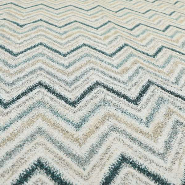 Elwin Decorative Weave Teal Blue Colour Chevron Pattern Jacquard Fabric JO-470 - Handmade Cushions