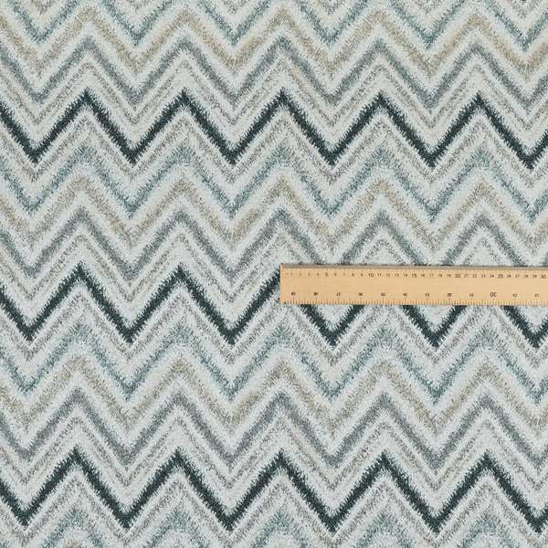 Elwin Decorative Weave Teal Blue Colour Chevron Pattern Jacquard Fabric JO-470 - Handmade Cushions