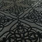 Vegas Black Silver Shine Effect Geometric Large Pattern Medallion Soft Chenille Upholstery Fabric JO-475 - Handmade Cushions