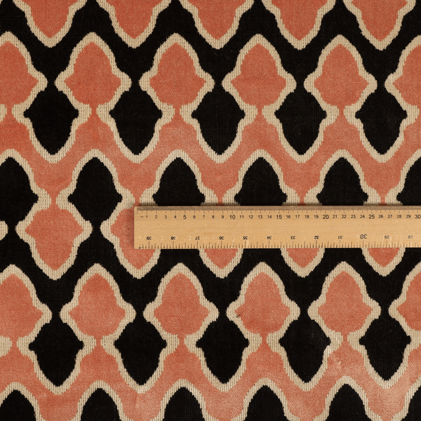 Pink Black Cream Colour Geometric Pattern Soft Velvet Upholstery Fabric JO-842 - Handmade Cushions