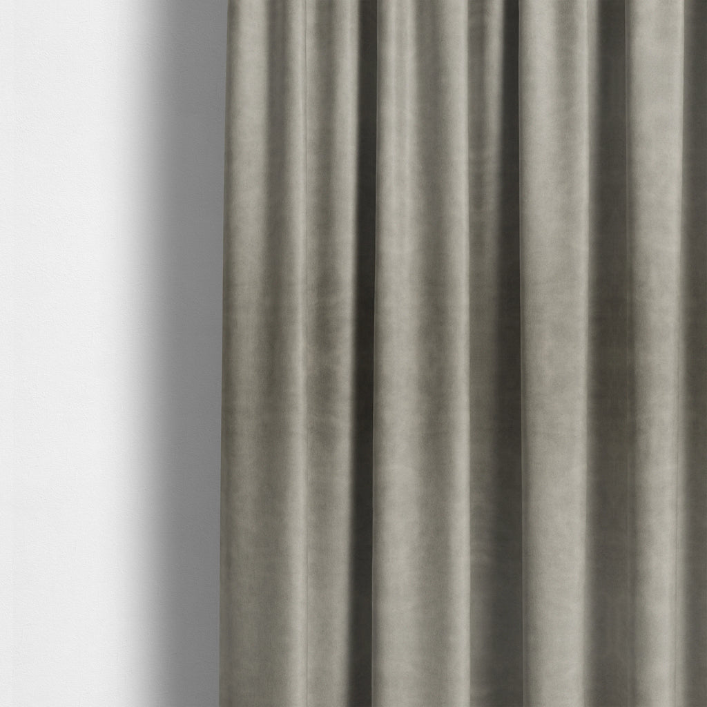 Kansas Distressed Silver Coloured Velour Velvet Upholstery Curtains Fabric - Made To Measure Curtains