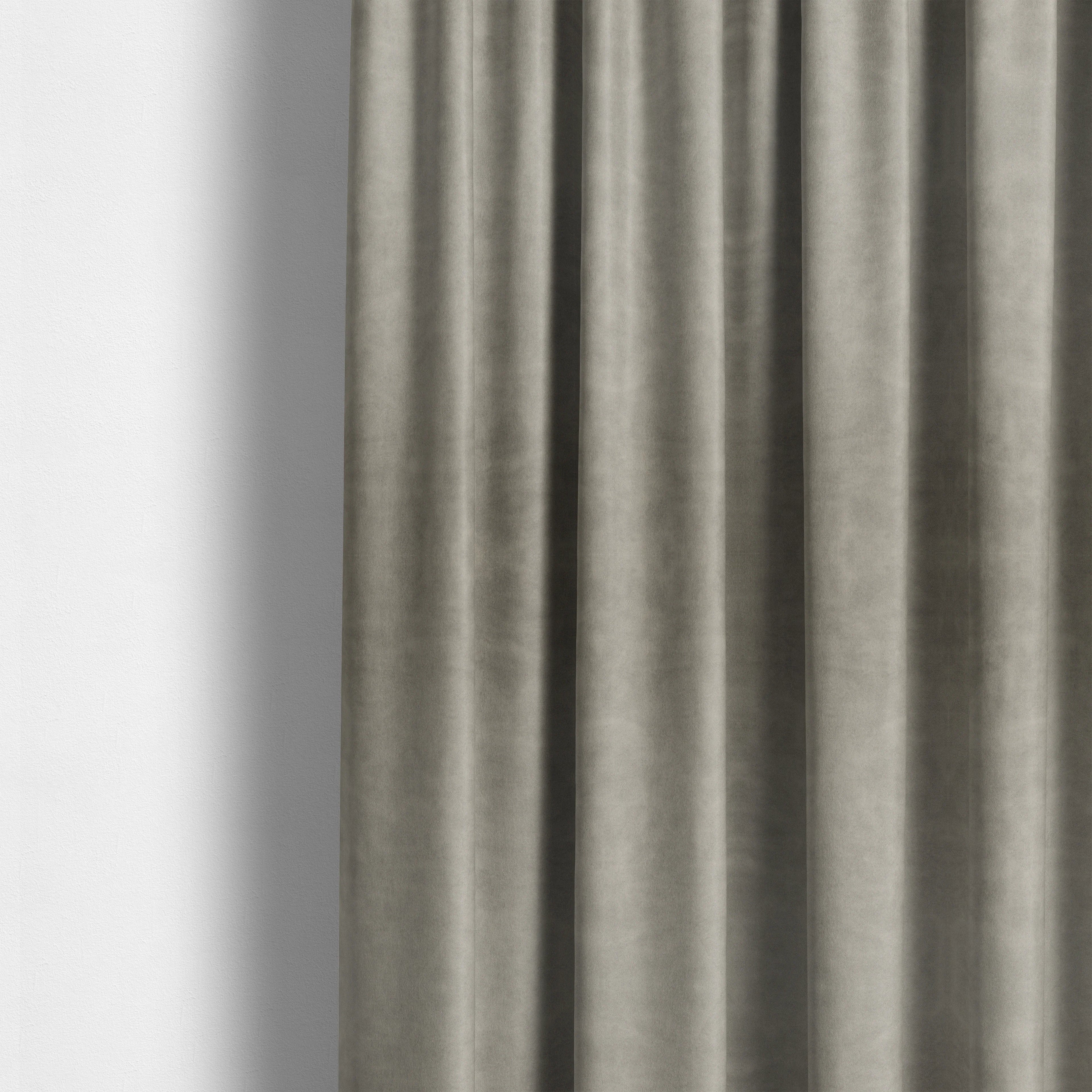 Kansas Distressed Silver Coloured Velour Velvet Upholstery Curtains Fabric - Made To Measure Curtains