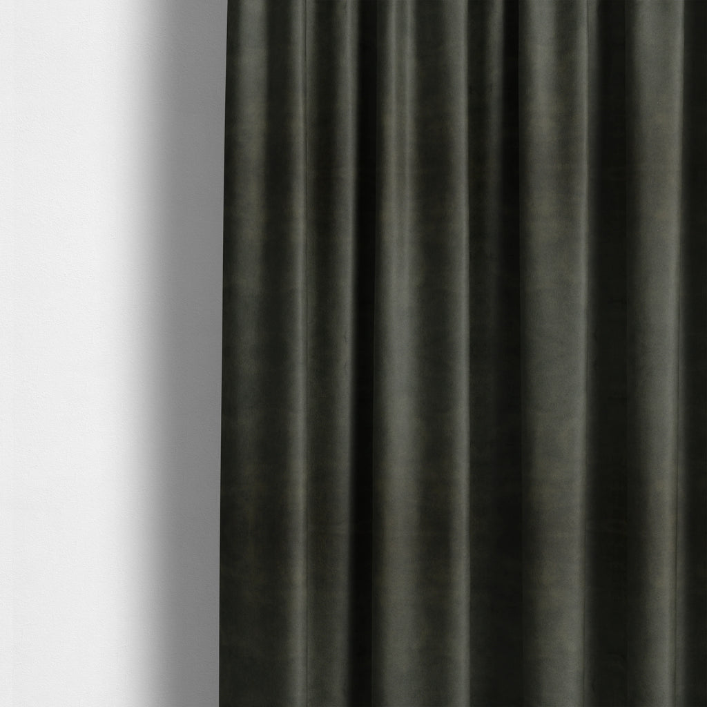 Kansas Distressed Black Coloured Velour Velvet Upholstery Curtains Fabric - Made To Measure Curtains