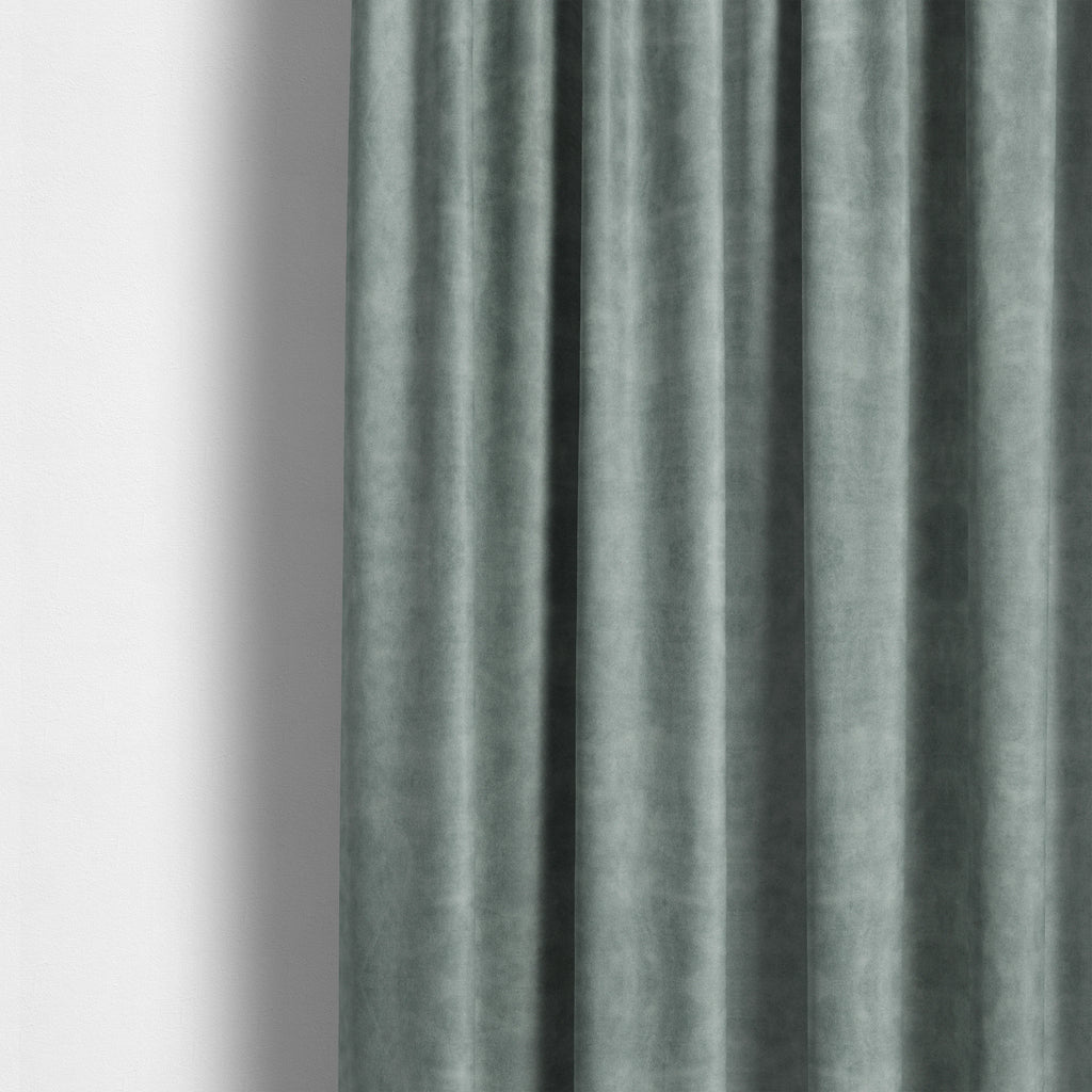 Kansas Distressed Sky Blue Coloured Velour Velvet Upholstery Curtains Fabric - Made To Measure Curtains