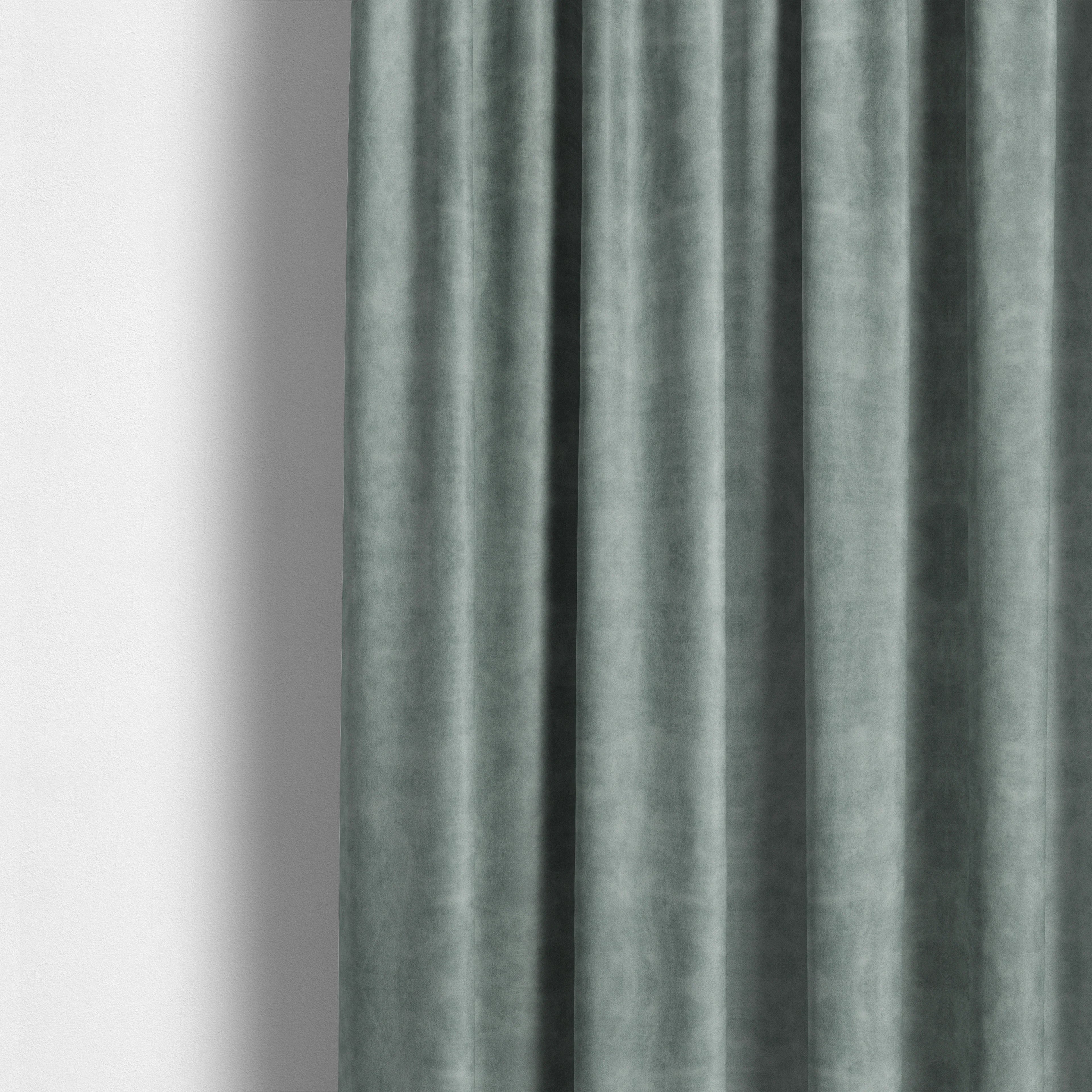Kansas Distressed Sky Blue Coloured Velour Velvet Upholstery Curtains Fabric - Made To Measure Curtains