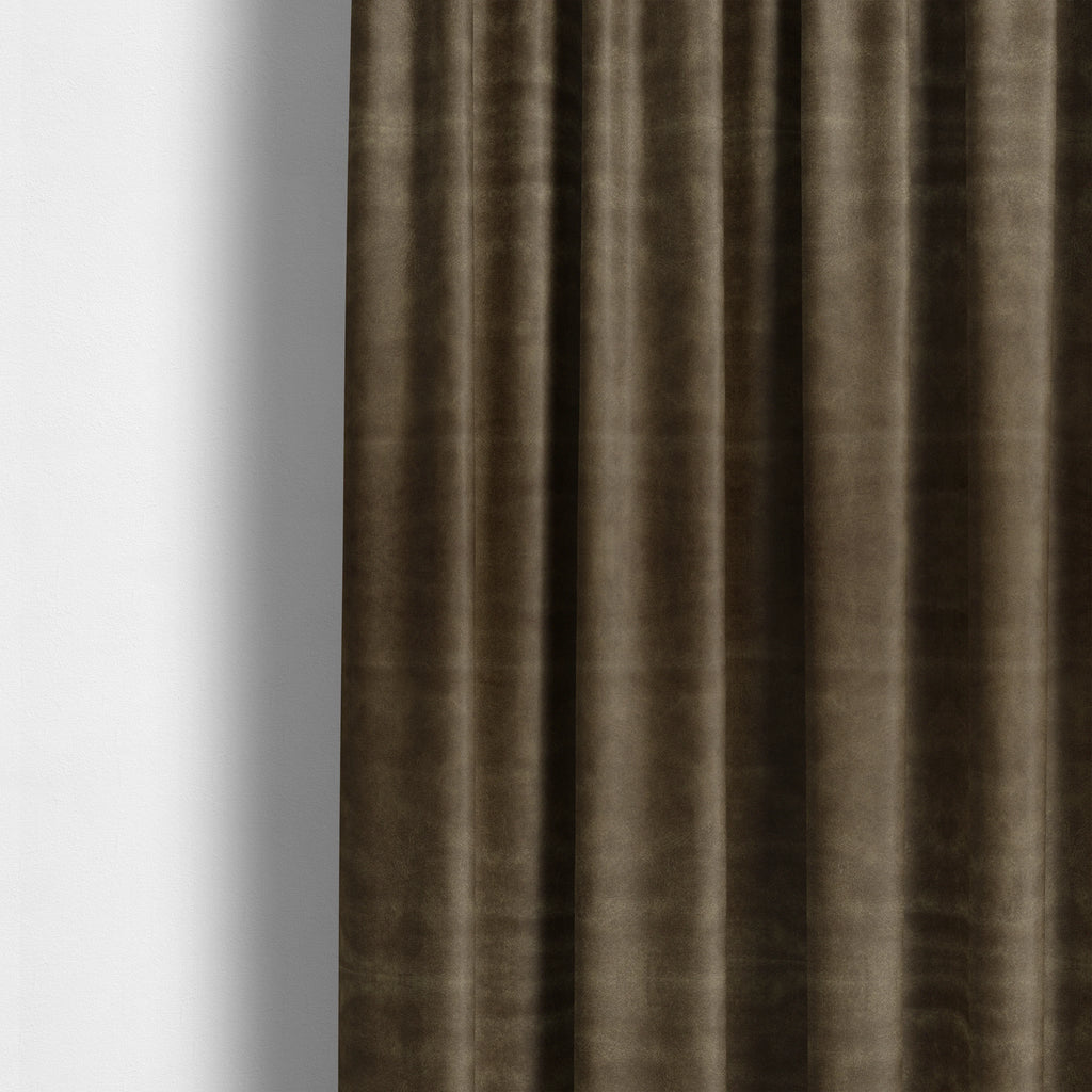 Kansas Distressed Cedar Brown Coloured Velour Velvet Upholstery Curtains Fabric - Made To Measure Curtains