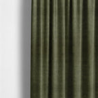 Kansas Distressed Army Green Coloured Velour Velvet Upholstery Curtains Fabric - Made To Measure Curtains