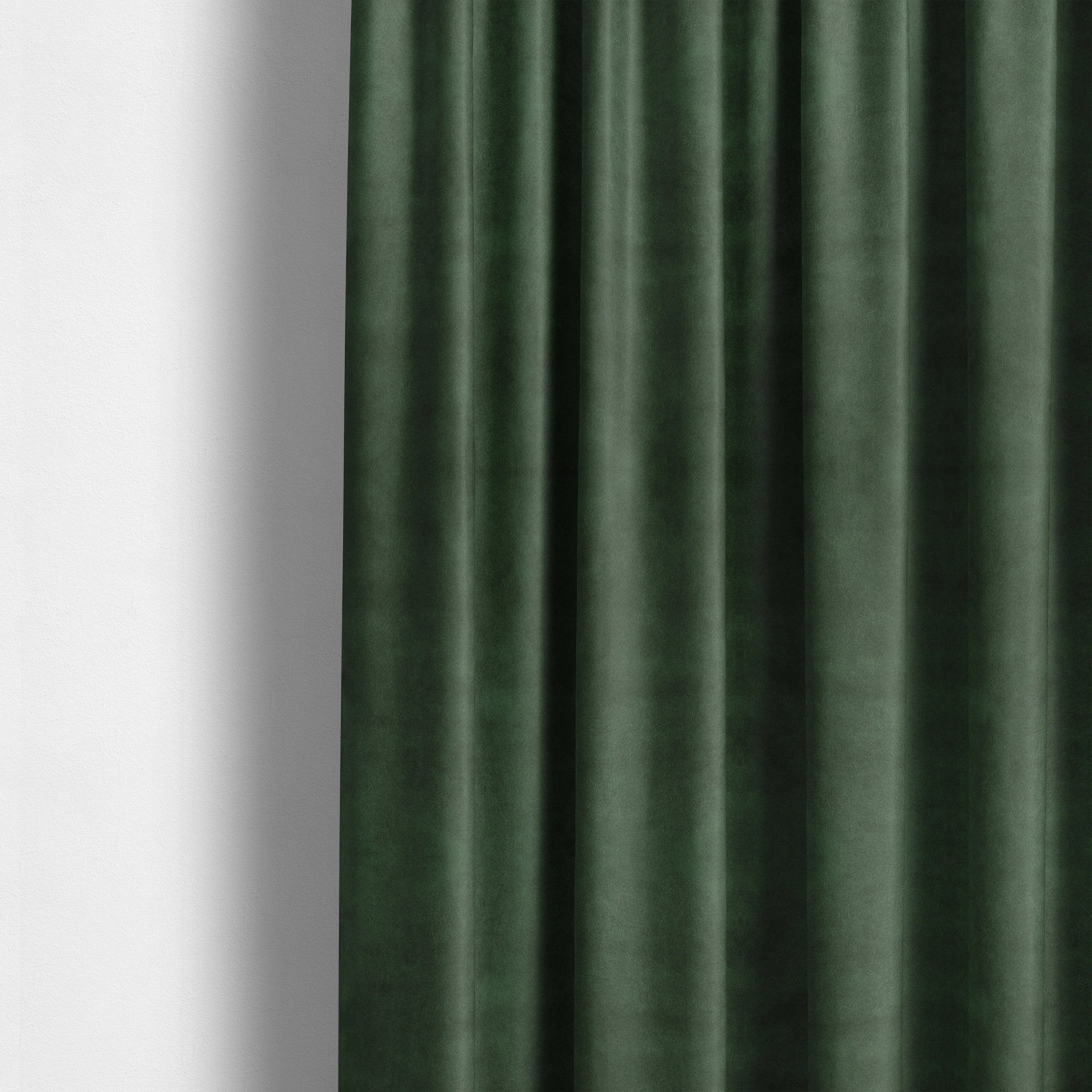 Kansas Distressed Pine Green Coloured Velour Velvet Upholstery Curtains Fabric - Made To Measure Curtains